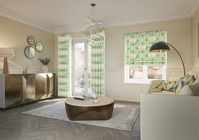 Faded Glamour, Goddess Green Stripe - Twist&Fit Roman Blind - Image 6